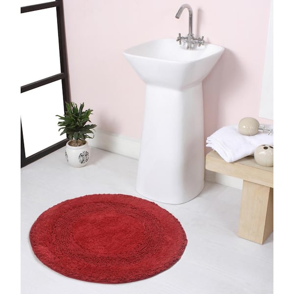 HOME WEAVERS INC Radiant Collection 100% Cotton Bath Rugs Set, 22 in.  Round, Red BRA22RRE - The Home Depot