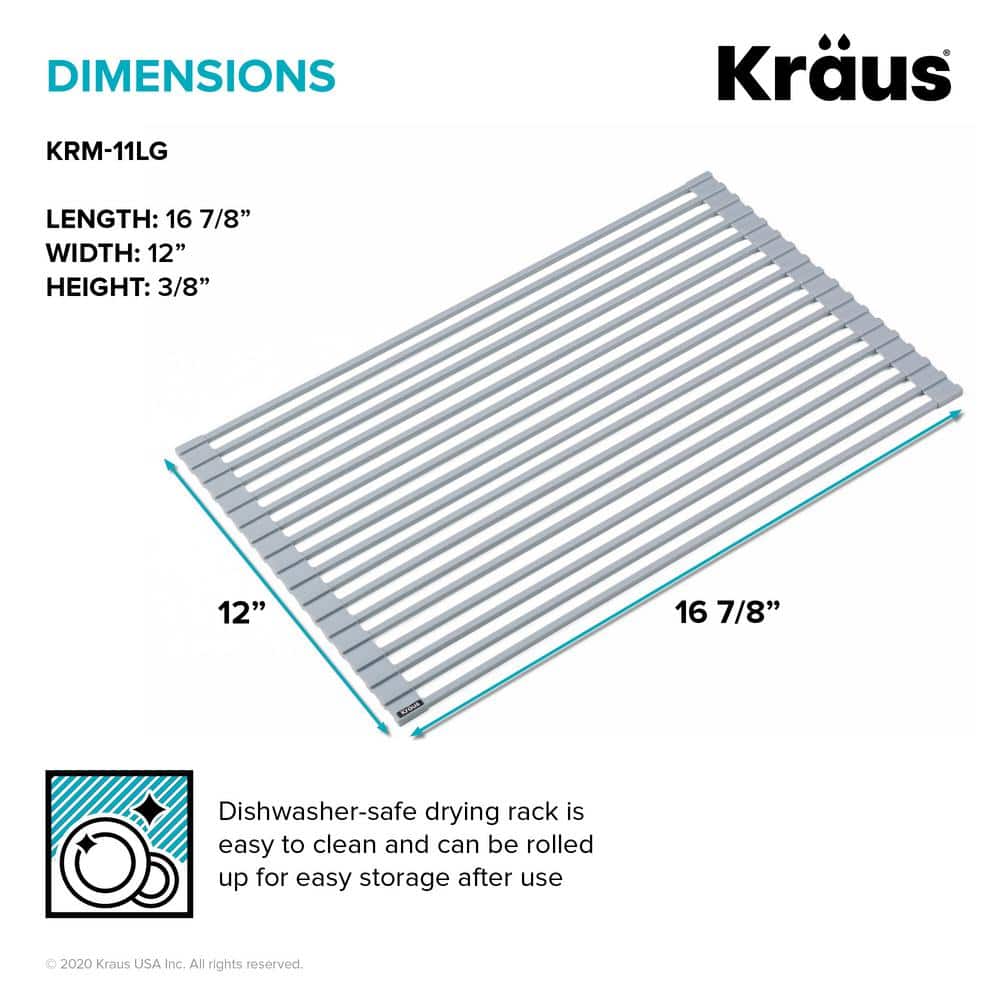 Light Grey Foldable Stainless Steel Roll-Up Dish Drying Rack
