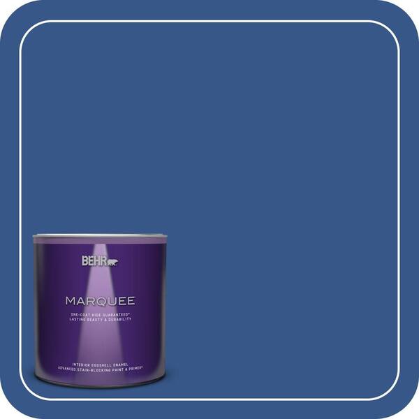 BEHR MARQUEE 1 qt. #S-G-590 Southern Blue Eggshell Enamel Interior Paint & Primer