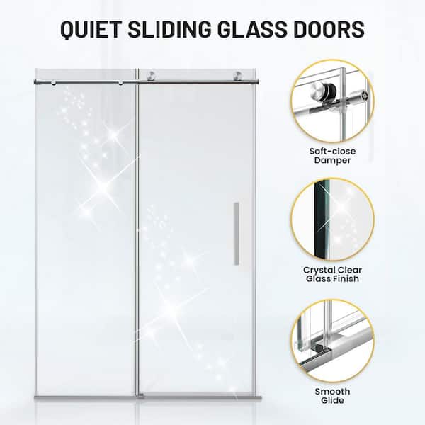 ANZZI Mountain 60 in. Reversible Frameless Sliding Deco-Glass