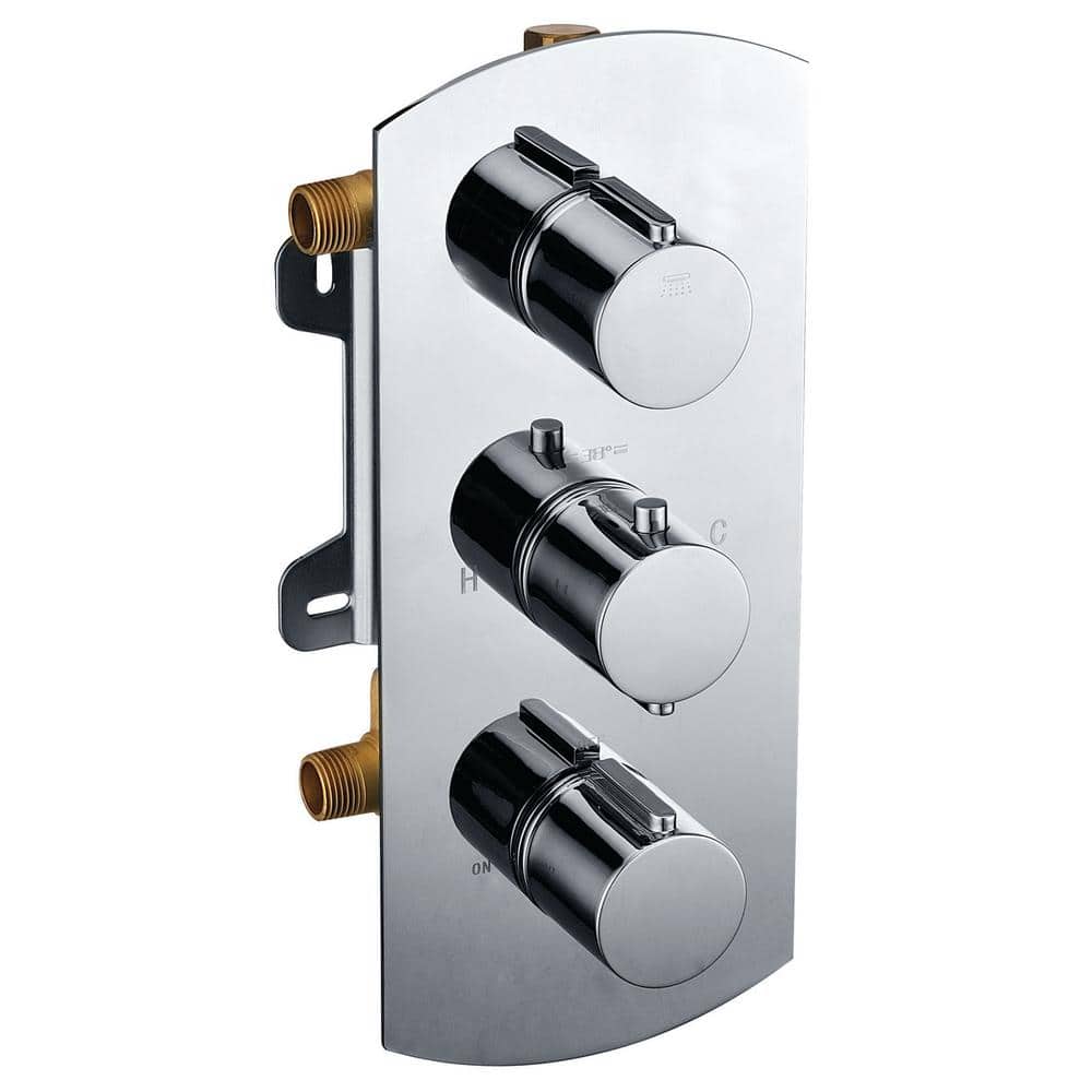 Polished Chrome Round 2-Way Thermostatic Shower Mixer