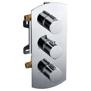 3-Handle Shower Mixer Valve with Sleek Modern Design in Polished Chrome