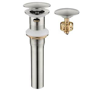 1-3/4 in. Stainless Steel Pop Up Drain Strainer Stopper with Overflow for Bathroom Sink with Basket in Brushed Nickel