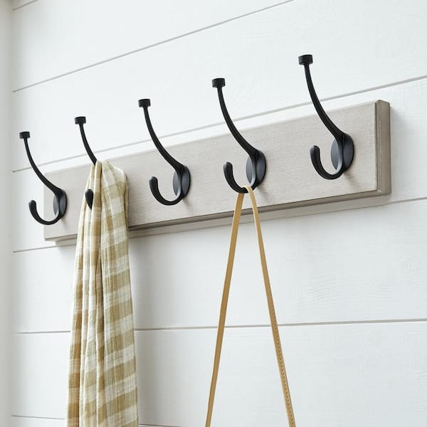 Home Decorators Collection 27 in. Textured Oak Hook Rack with 5