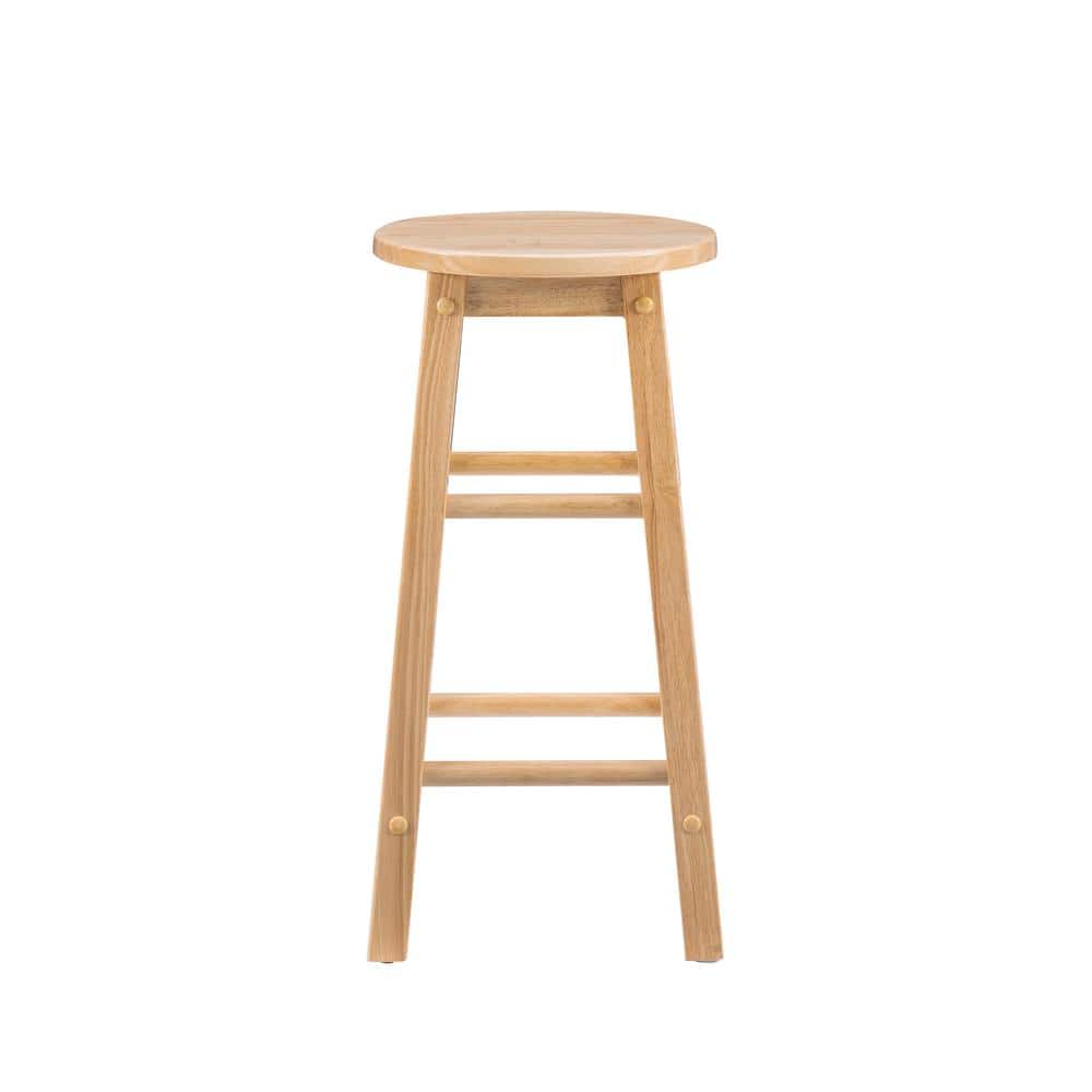 24" Brown Wood Backless Counter Stool