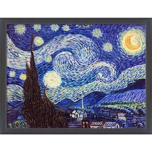 Starry Night by Vincent Van Gogh Gallery Black Framed Astronomy Oil Painting Art Print 34 in. x 44 in.