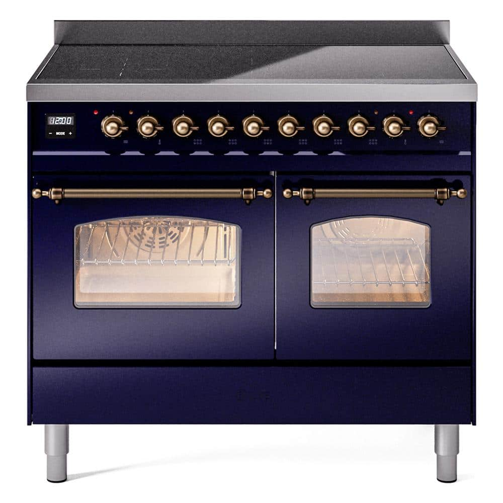 Nostalgie II 40 in. 6 Zone Freestanding Induction Range in Midnight Blue with Bronze Trim -  ILVE, UPDI406NMPMBB