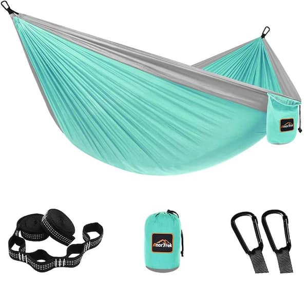 ITOPFOX 9.8 ft. Portable Hammock Bed Hammock in Sea Green And Light Grey