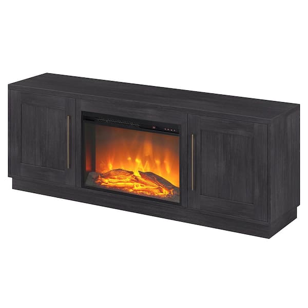 Meyer&Cross Tillman 68 in. Charcoal Gray TV Stand Fits TV's up to 75 in. with Log Fireplace Insert