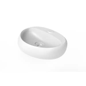 Rosaria Matte 23.5 in. L x 11.75 in. W. White Oval Porcelain Sink with No Faucet Hole