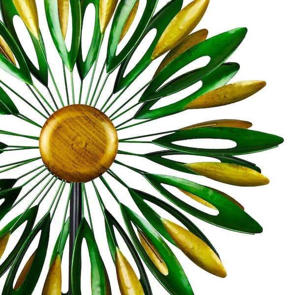 Alpine Corporation 85 in Tall Metal Flower Kinetic Wind Spinner