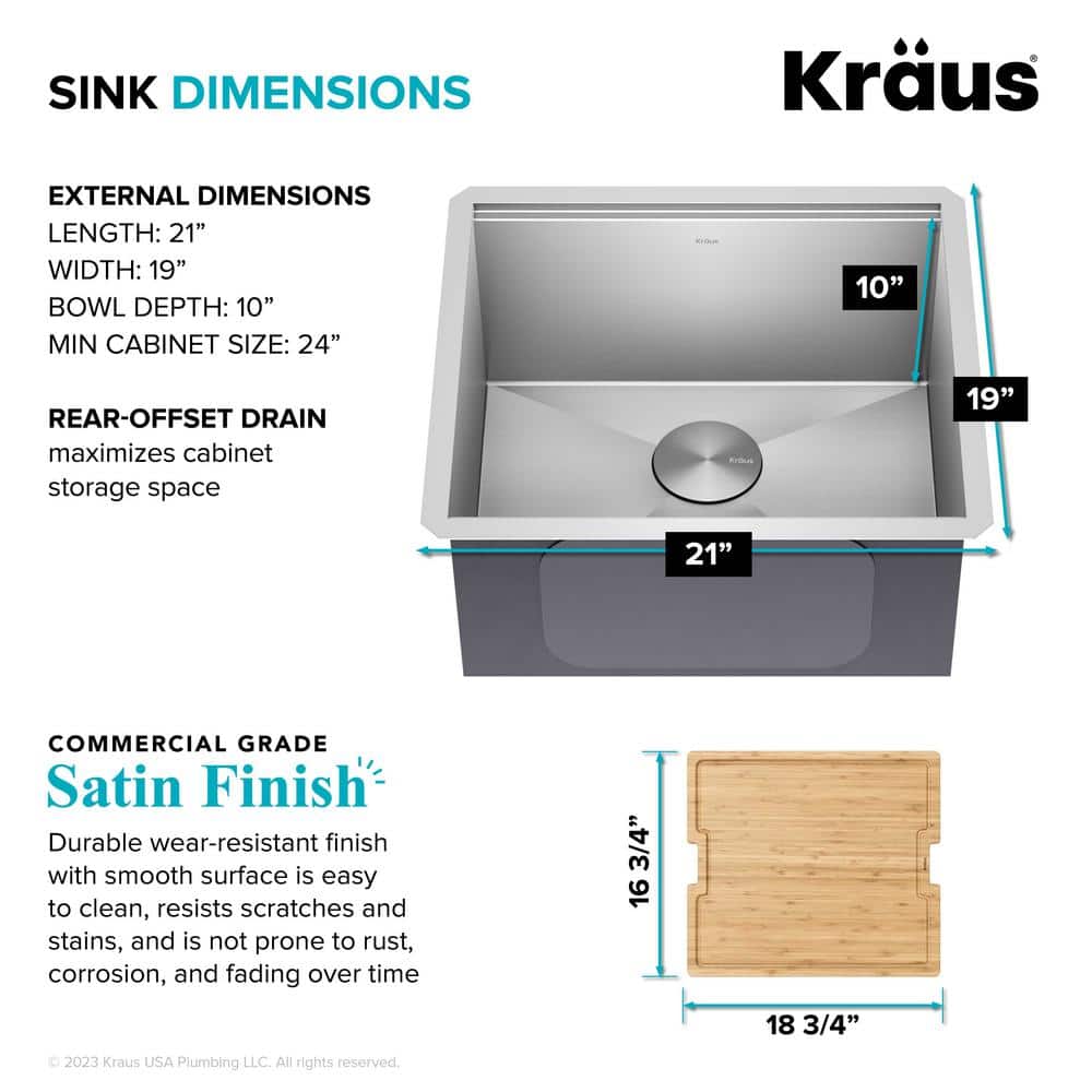 Kore 21-Inch Stainless Steel Single Bowl Drop-In Farmhouse Sink