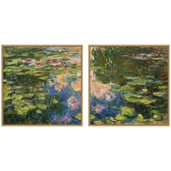 2 Piece Sylvie "Claude Monet Water Lily Pond" by Nostalgia Prints Nature Framed Art Print Set 30 in. x 30 in.