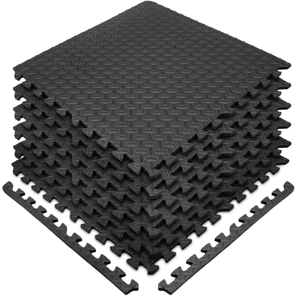Sorbus Black Residential 24 x 24 in. Interlocking Foam Carpet Mat Square (24 sq. ft.)
