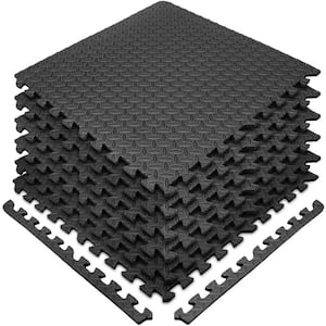 Black Foam Interlocking Floor Carpet Mat 24 in. x 24 in. (6 Tiles)