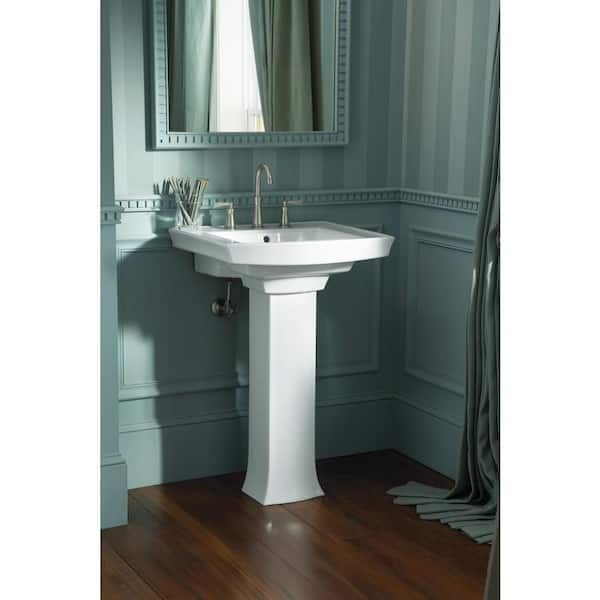 KOHLER Archer Vitreous China Pedestal Combo Bathroom Sink in White with Overflow Drain