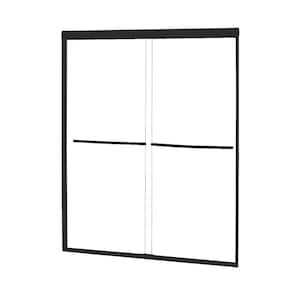 Cove 60 in. W x 72 in. H Sliding Semi Frameless Shower Door in Matte Black with Clear Glass