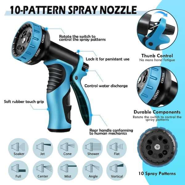 25-100FT Flexible Water Hose Nozzle Sprayer 7 Modes Garden