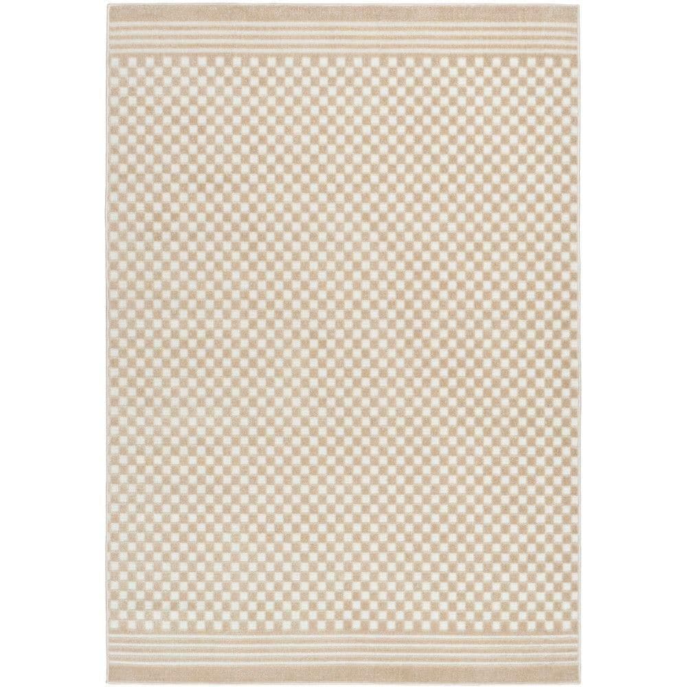 Nourison Casual Beige 4 ft. x 6 ft. Checker Contemporary Area Rug ...
