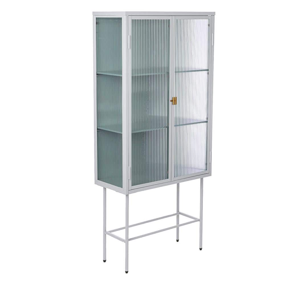 27.6 in. W x 12.6 in. D x 61.4 in. H Bathroom White Linen Cabinet