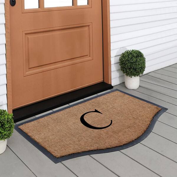 A1 Home Collections A1hc Welcome Flock Black/Beige 24 in x 39 in Natural Coir Thin-Profile Non-Slip Outdoor Durable Doormat