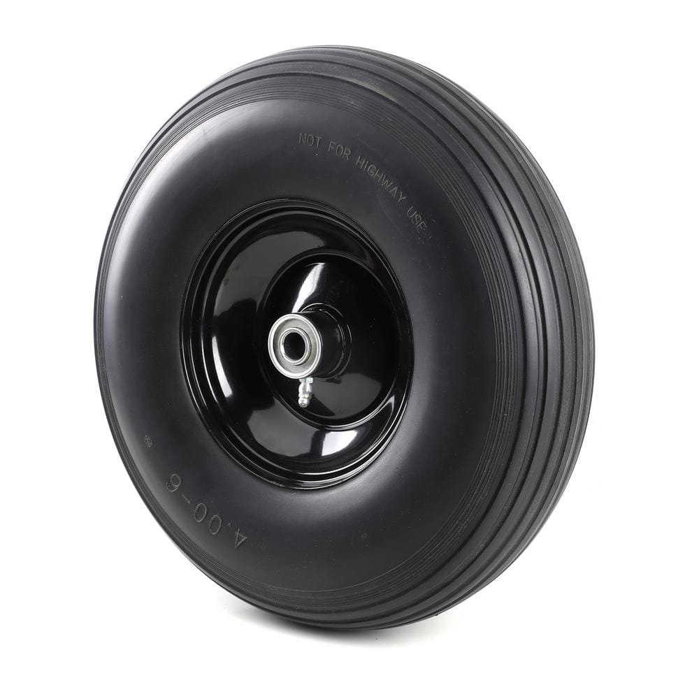 BRIDGELAND 13 in. Replacement Flat Free Universal Wheelbarrow Tire ...