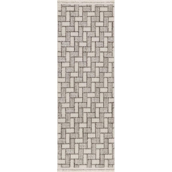 Alora Geometric Tassels Area Ivory 3 ft. x 6 ft. Indoor Runner Rug