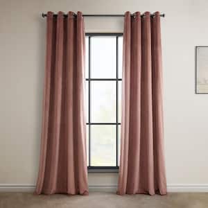 Wild Rose Pink Heritage Plush Velvet Grommet Room Darkening Curtain - 50 in. W x 108 in. L (1 Panel)