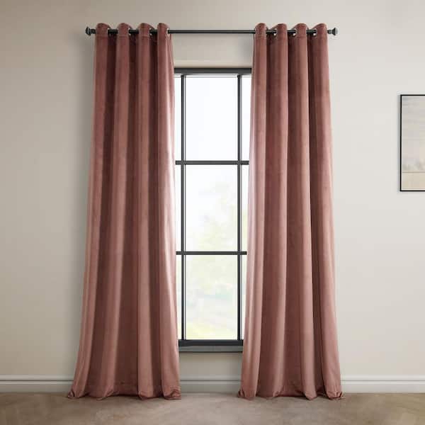 Exclusive Fabrics & Furnishings Wild Rose Pink Heritage Plush Velvet Grommet Room Darkening Curtain - 50 in. W x 120 in. L (1 Panel)