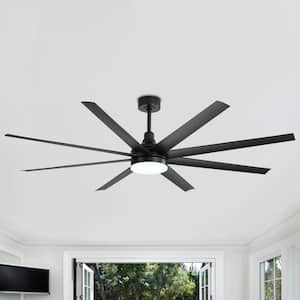 Archer 72 in. Integrated LED Black Windmill Ceiling Fan with Light, Black Blade, Downrod and Remote Control Included