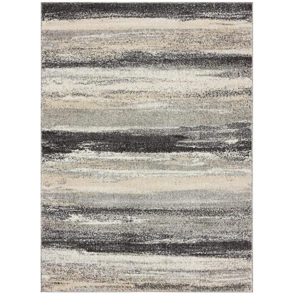 Gray Polypropylene 8 ft. x 10 ft. Modern Abstract Indoor/Outdoor Area Rug