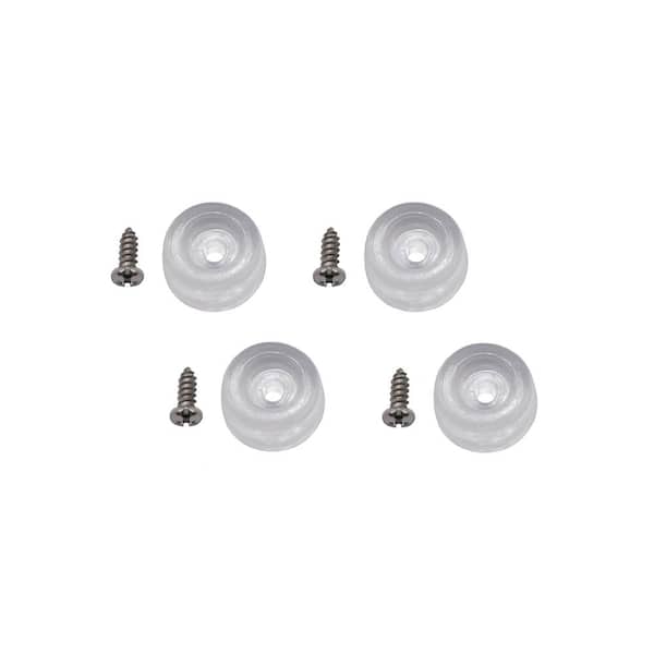 Everbilt 7/8 in. Clear Rubber Like Plastic Screw-On Furniture Bumpers for Chairs and Table Floor Protection (4-Pack)