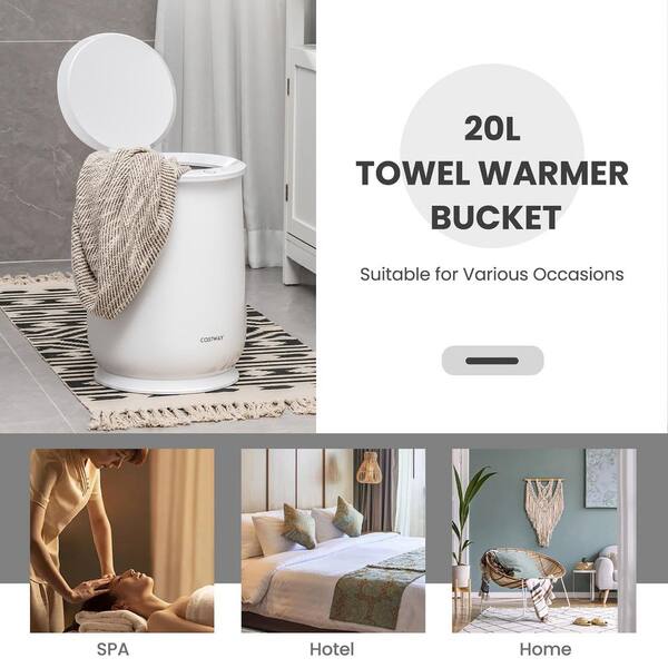 Costway 20 L Electric Plug-in Single Bathroom Towel Warmer Bucket Spa Towel  Heater Auto Shut Off White ES10159US-WH - The Home Depot