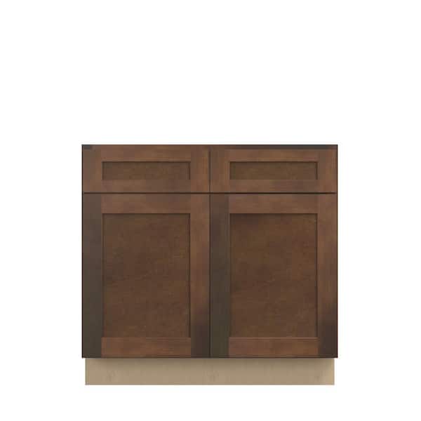 Amherst Shaker 36 in. W x 34.5 in. H x 24 in. D in Walnut Plywood Assembled Base Cabinet