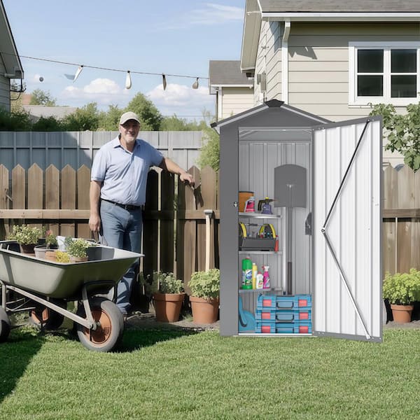 Gray 2.4 ft. W x 1.4 ft. D Compact Metal Outdoor Storage Shed with Single Door (3.3 sq. ft.)