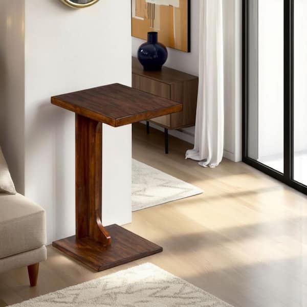 Reggie 12.5 in. Mocha Brown Rectangle Wooden End Table