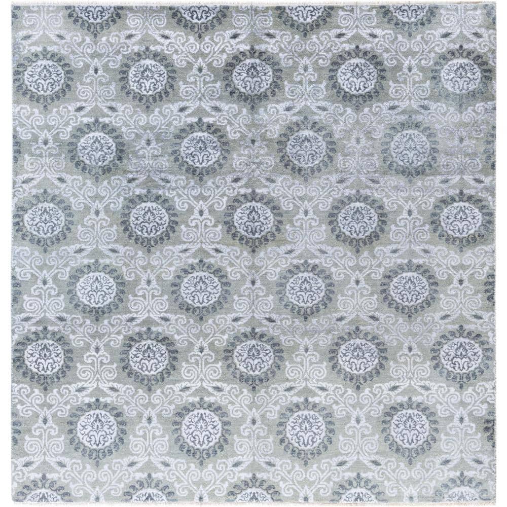 Ikat Gray 8 X 10 Hand-Knotted Wool Silk Indoor Area Rug price history on PriceWatchPro