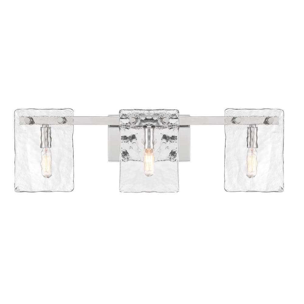 Polished Nickel 3-Light Vanity with Handmade Water Glass Shades