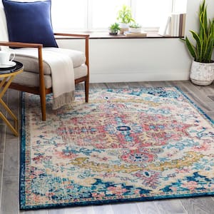 Greta Red 5 ft. 3 in. x 7 ft. 3 in. Medallion Area Rug