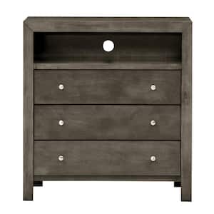 Burlington 3-Drawer Gray Chest of Drawers (36 in. H x 34 in. W x 17 in. D)