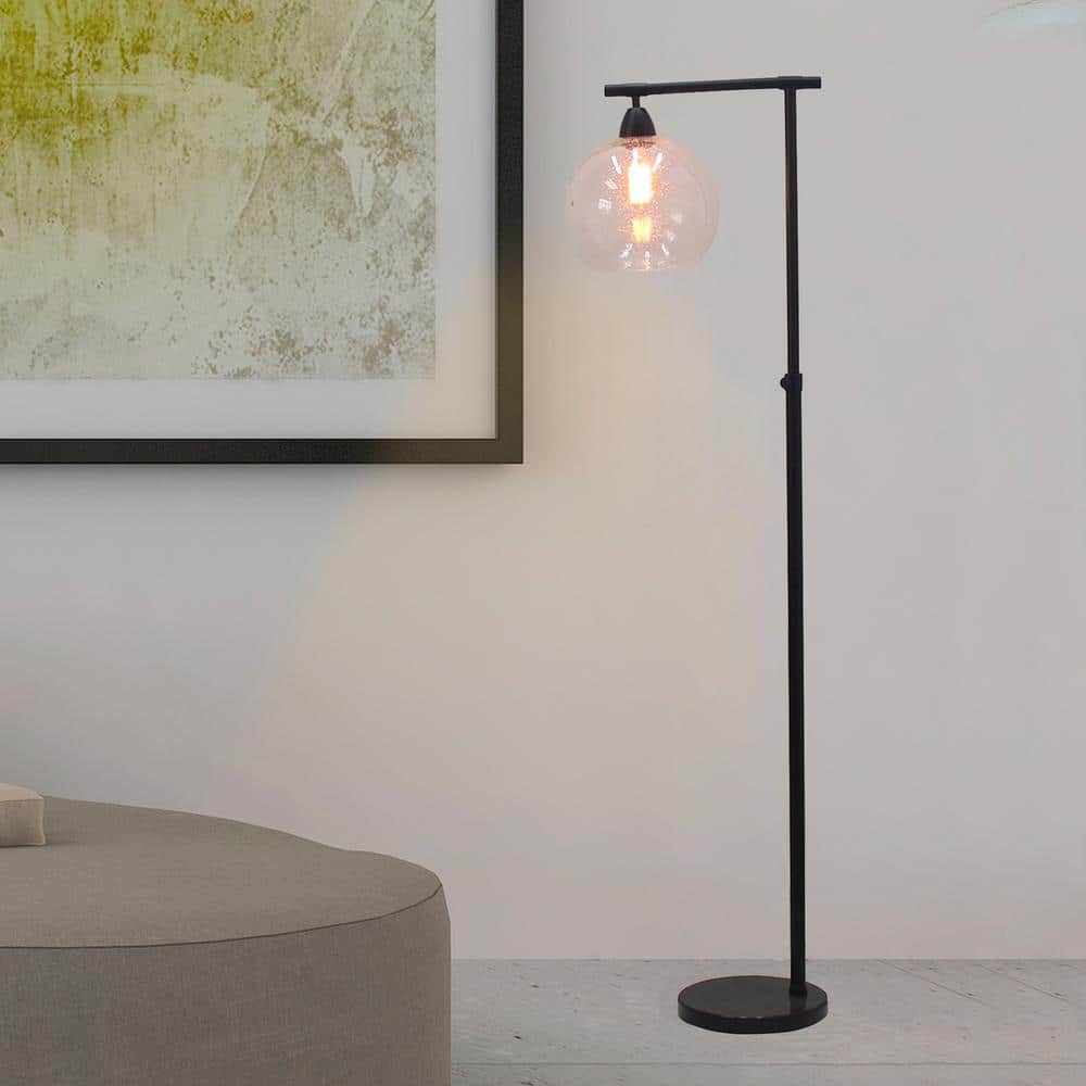 Edison Black Marble & Clear Glass Adjustable Floor Lamp