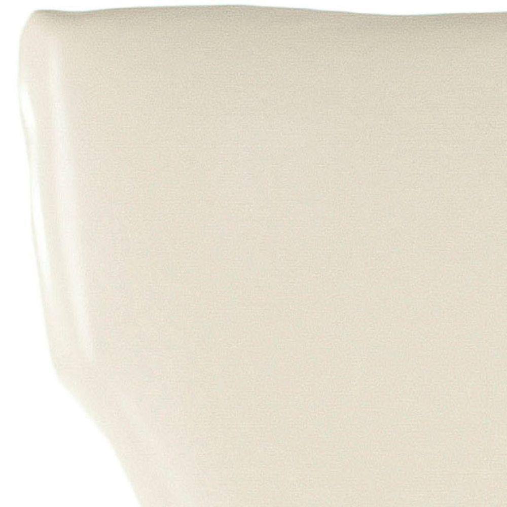 Transitional Flat Cream Leather Parsons Side Chair with Wood Accents