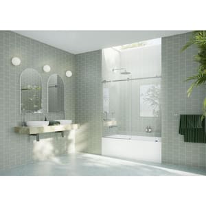 60 in. W x 60 in. H Sliding Frameless Shower Door/Enclosure in Chrome Finish with Clear Glass