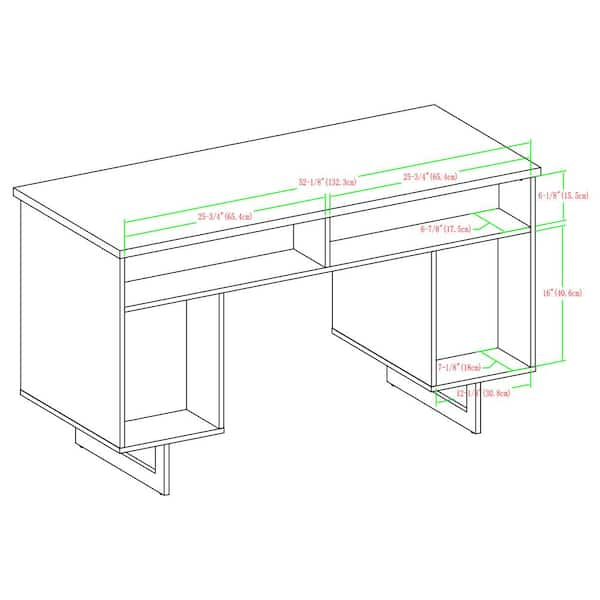 Welwick Designs 54 in. Rectangular Dark Walnut Wood and Metal 2-Drawer  Double Sided Executive Desk HD8685 - The Home Depot