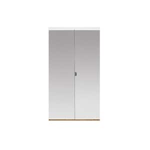 24 in. x 80 in. Polished Edge Mirror Solid Core MDF Interior Closet Bi-Fold Door with White Trim