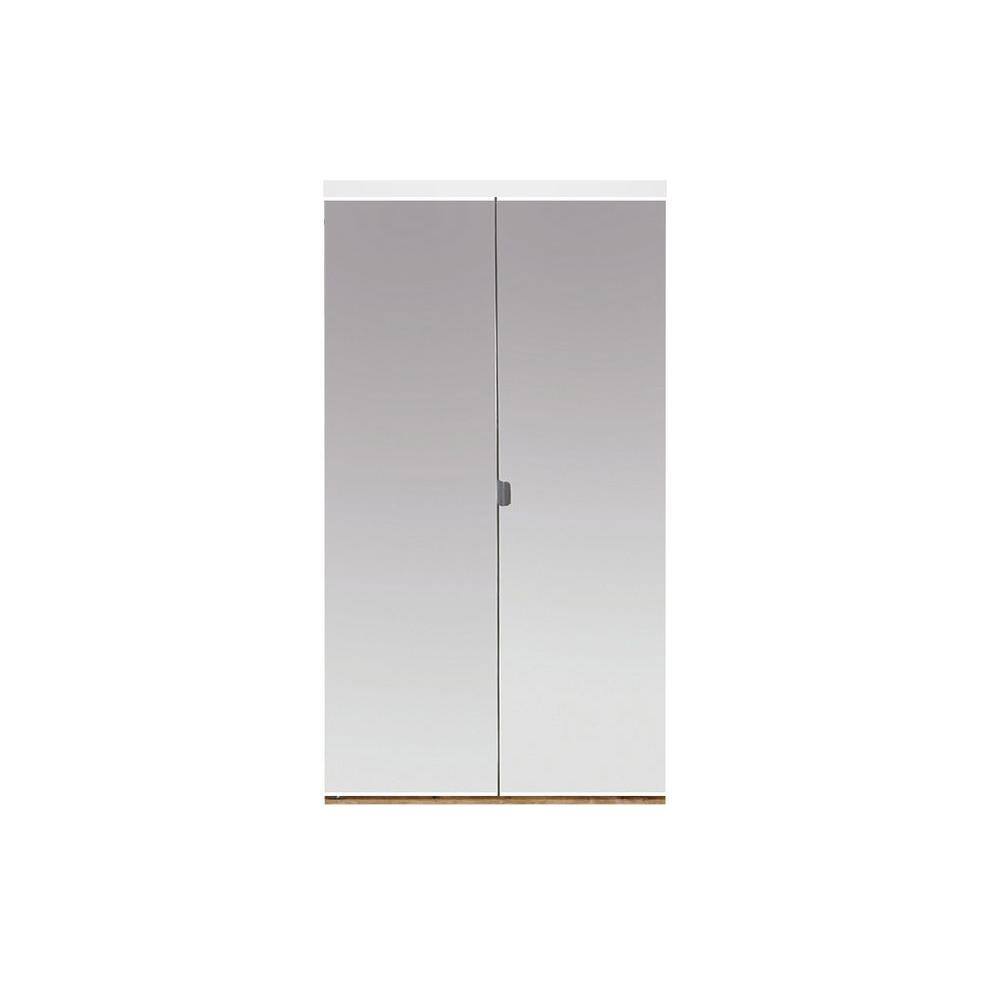 24 in. x 96 in. Polished Edge Mirror Solid Core MDF Interior Closet Bi-Fold Door with White Trim price history on PriceWatchPro