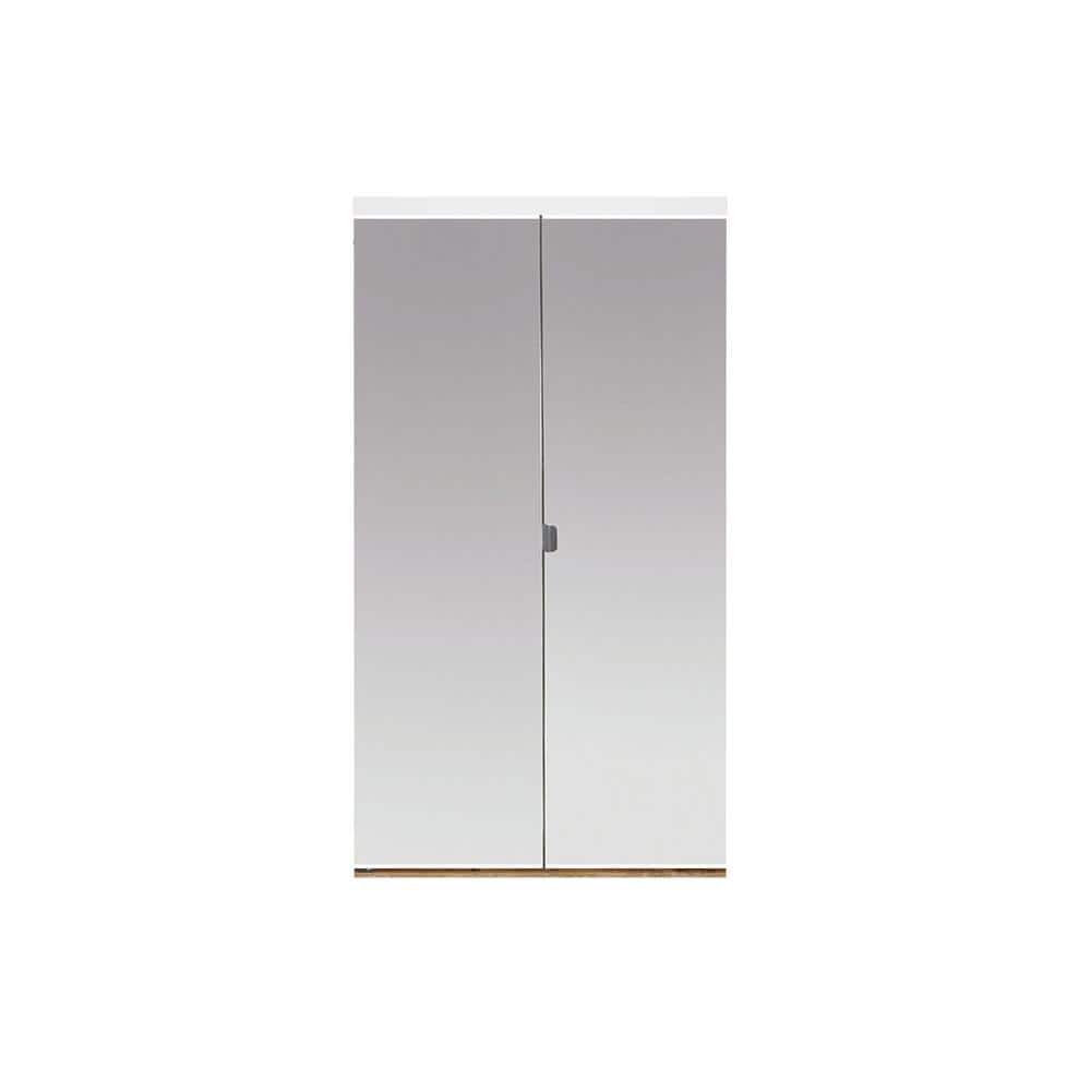 30 in. x 96 in. Polished Edge Mirror Solid Core MDF Interior Closet Bi-Fold Door with White Trim price history on PriceWatchPro