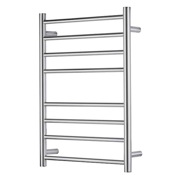 8 Bars Wall Mounted Stainless Steel Drying Rack Electric Heated Towel Warmer Rack in Polished Chrome for Bathroom