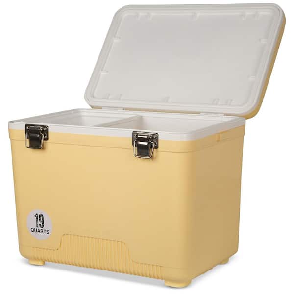 19 qt. Leak-Proof, Air Tight, Drybox Cooler and Small Hard Shell Lunchbox Yellow