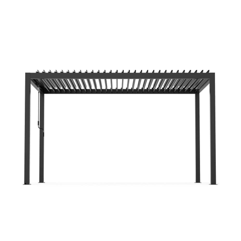 Itopfox 10 Ft. X 13 Ft. Black Aluminum Frame And Steel Louvers Pergolas 